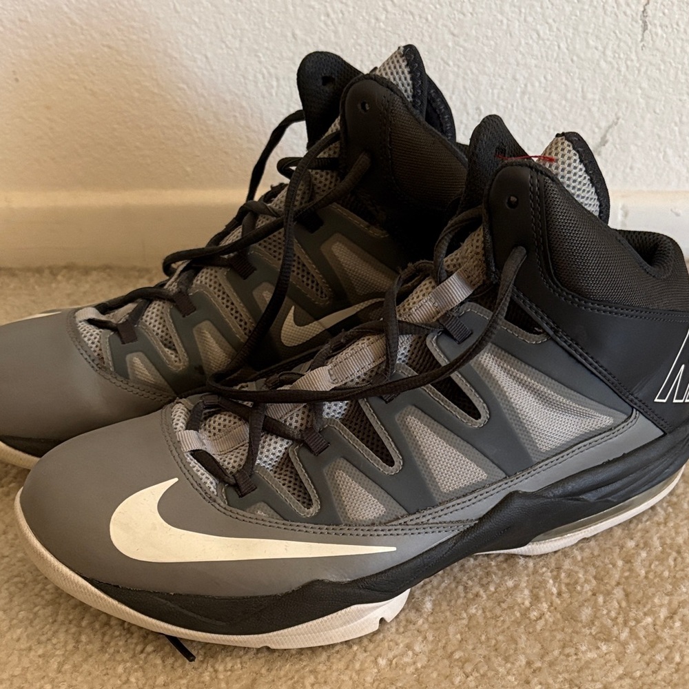 Nike Gray, Black & White High-Top Basketball Shoes